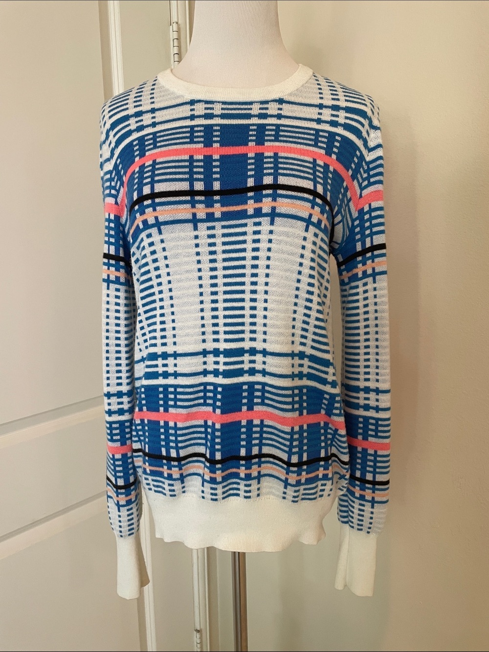 Equipment Femme Sweater Blue White Plaid M